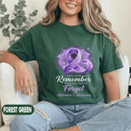 You May Not Remember But I Will Never Forget Alzheimer’s Awareness Shirt, Purple Ribbon Support Tee, Dementia Awareness Gift