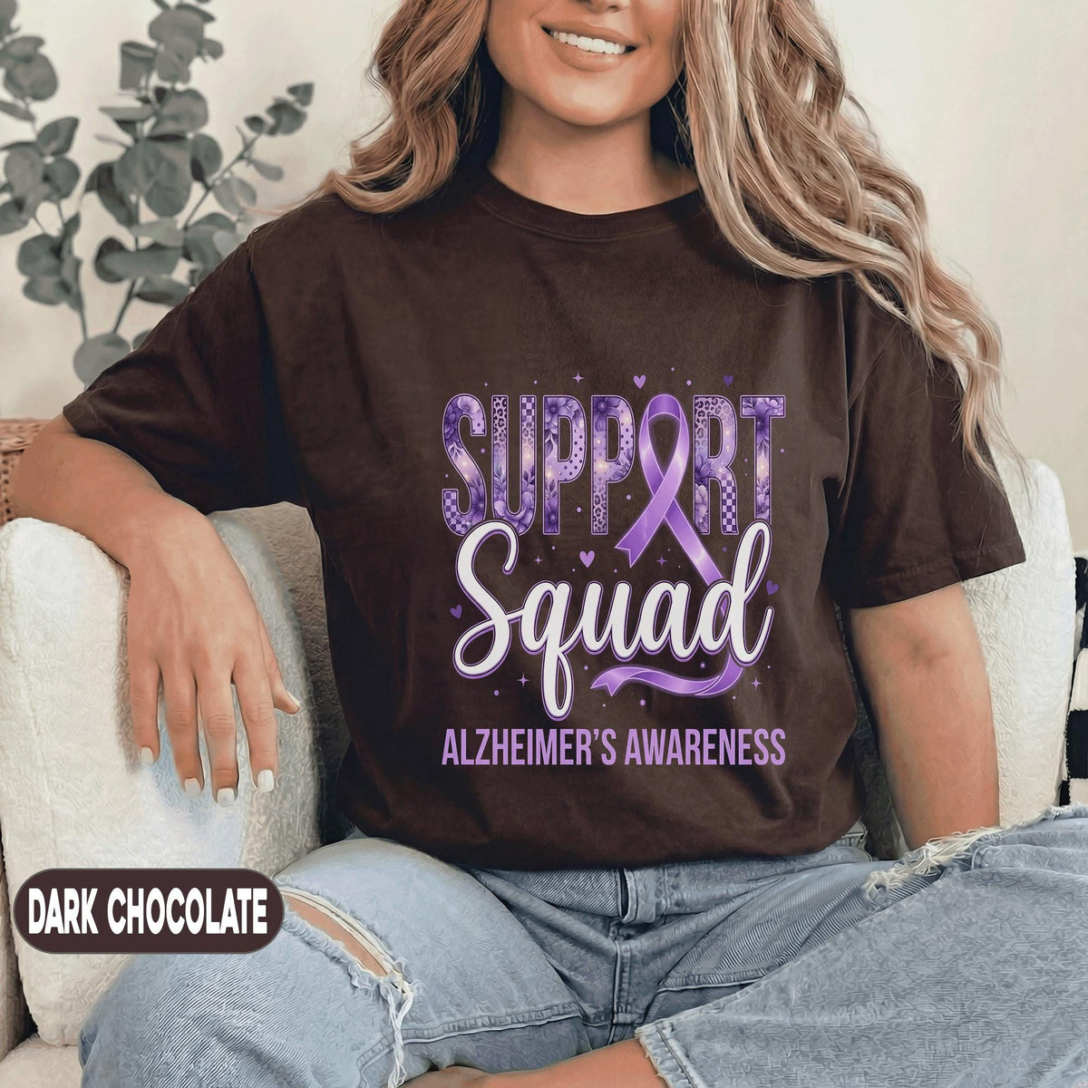 Support Squad Alzheimer’s Awareness Shirt, Matching Purple Ribbon Team Tee, Group Dementia Awareness Support Shirt, Caregiver Advocacy Gift