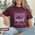 Support Squad Alzheimer’s Awareness Shirt, Matching Purple Ribbon Team Tee, Group Dementia Awareness Support Shirt, Caregiver Advocacy Gift