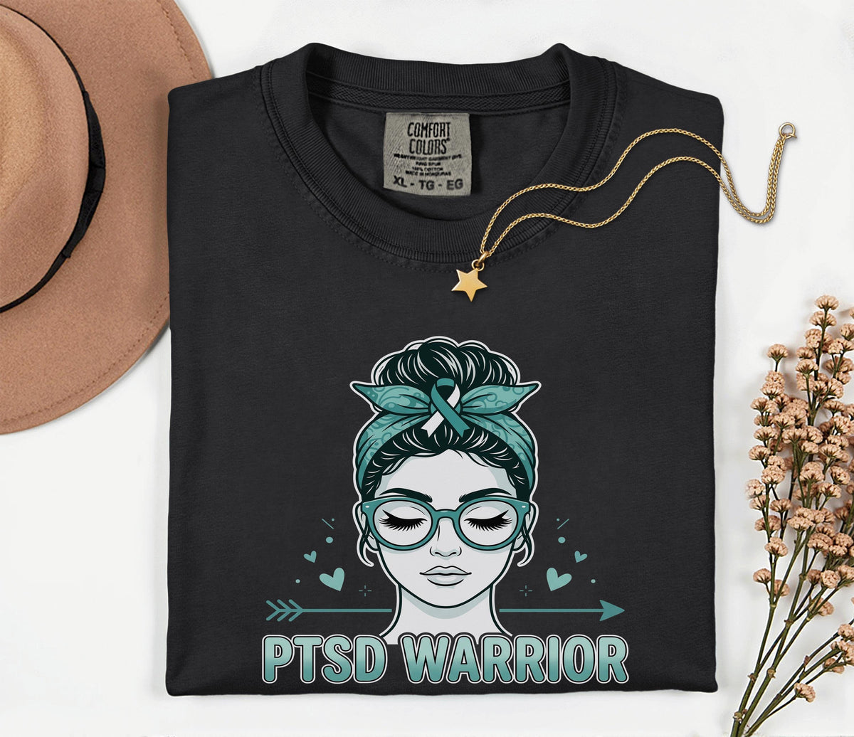 Comfort Colors® PTSD Warrior Shirt, Teal Ribbon Mental Health Awareness Tee, Trauma Survivor Gift, Strong Women Support Shirt