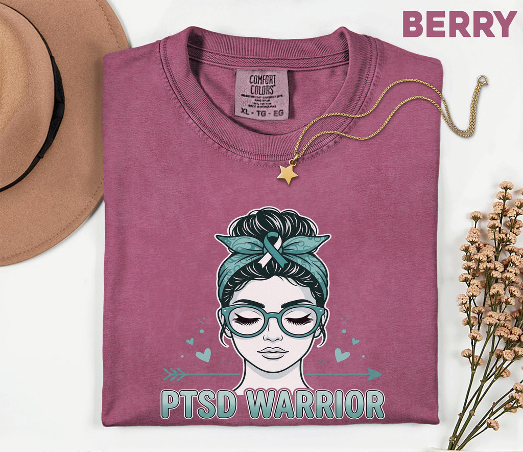 Comfort Colors® PTSD Warrior Shirt, Teal Ribbon Mental Health Awareness Tee, Trauma Survivor Gift, Strong Women Support Shirt