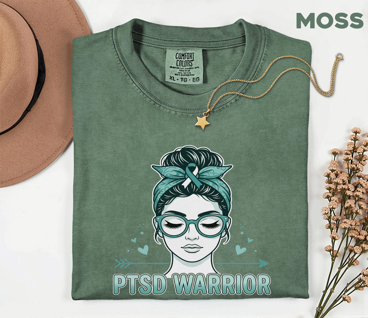 Comfort Colors® PTSD Warrior Shirt, Teal Ribbon Mental Health Awareness Tee, Trauma Survivor Gift, Strong Women Support Shirt