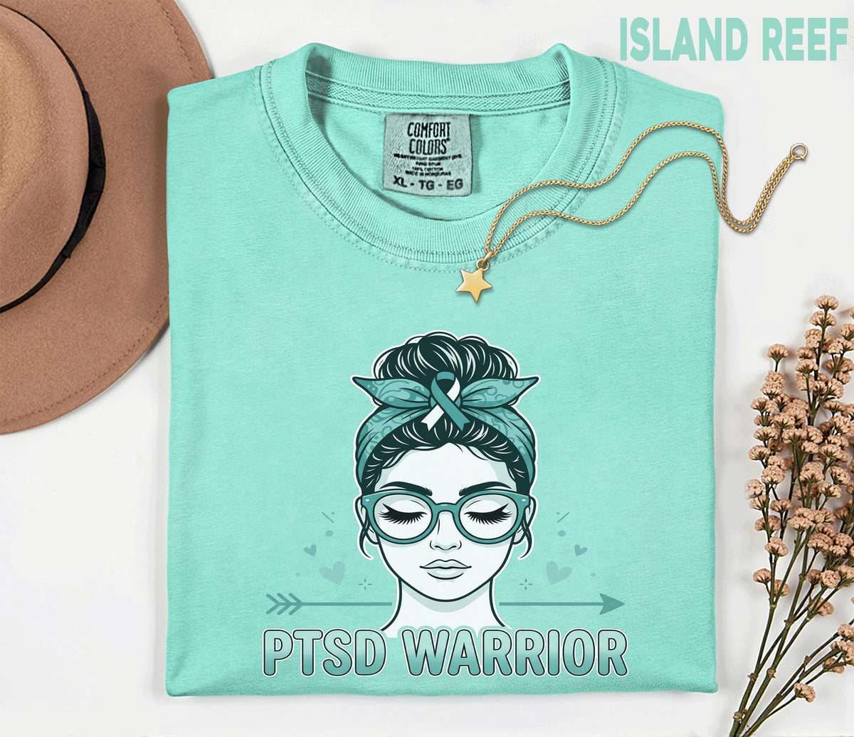 Comfort Colors® PTSD Warrior Shirt, Teal Ribbon Mental Health Awareness Tee