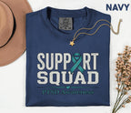 Comfort Colors PTSD Awareness Support Squad Shirt, Matching Teal Ribbon Mental Health Tee, Team Trauma Survivor Support Gift, Advocacy Shirt