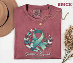 Comfort Colors® PTSD Awareness Support Squad Shirt, Matching Teal Ribbon Butterfly Mental Health Tee, Group Trauma Survivor Support Gift