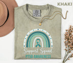 Team Comfort Colors® PTSD Awareness Support Squad Shirt, Matching Teal Ribbon Rainbow Mental Health Tee, Group Trauma Survivor Support Gift