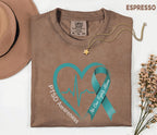 Comfort Colors® PTSD Awareness Shirt, Teal Ribbon Heartbeat Tee, No One Fights Alone Mental Health Support Shirt, Trauma Survivor Gift