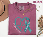 Comfort Colors® PTSD Awareness Shirt, Teal Ribbon Heartbeat Tee, No One Fights Alone Mental Health Support Shirt, Trauma Survivor Gift