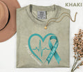 Comfort Colors® PTSD Awareness Shirt, Teal Ribbon Heartbeat Tee