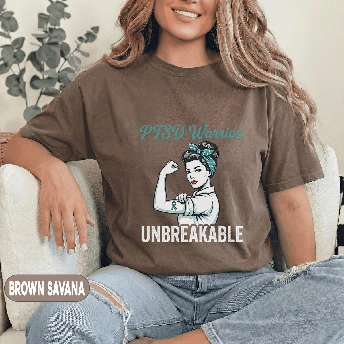 PTSD Warrior Unbreakable Shirt, Teal Ribbon Mental Health Awareness T-Shirt, Strong Survivor Feminist Tee, Trauma Support Gift