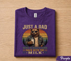 Funny Dad Shirt Just A Dad Who Always Came Back With The Milk Bear Graphic Fathers Day Gift for Dad Birthday Husband Tee