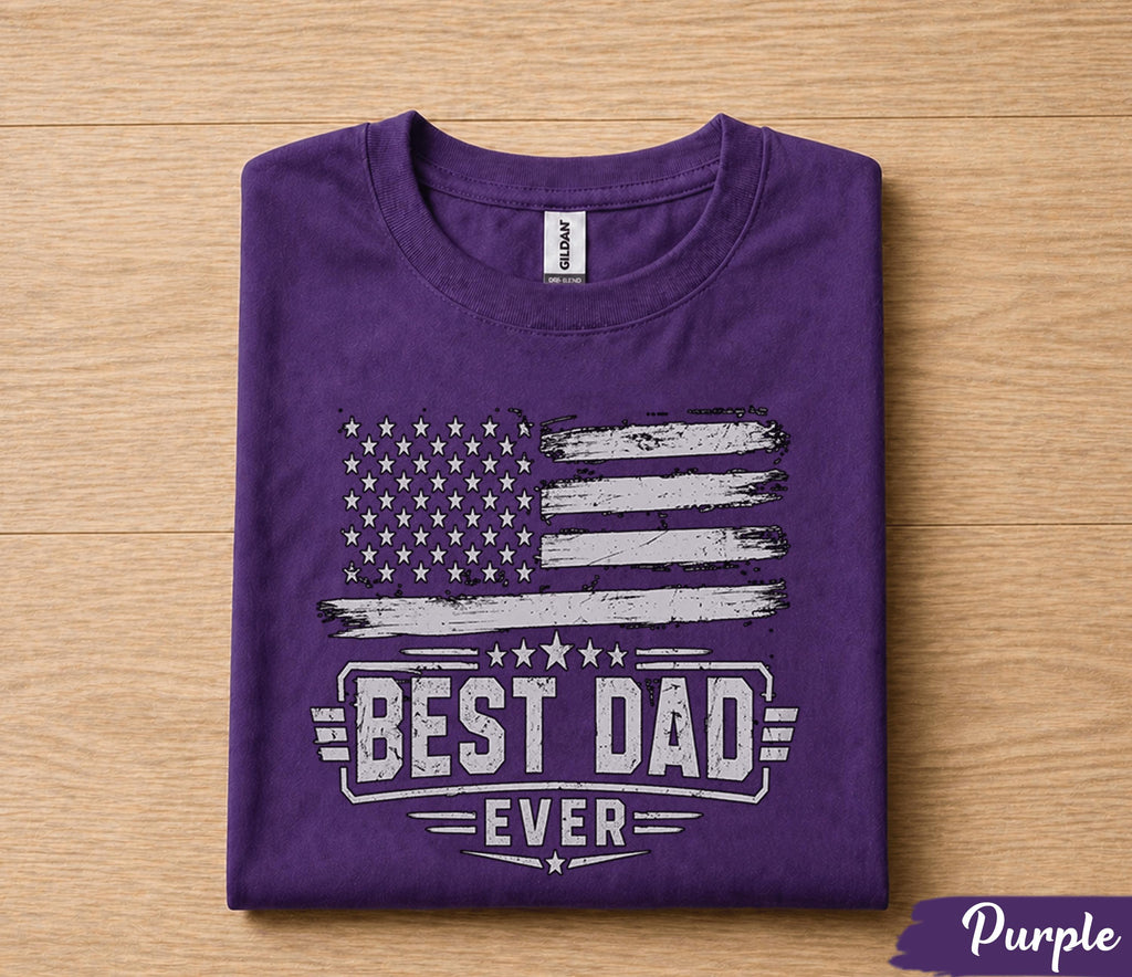 Best Dad Ever Shirt Vintage American Flag Patriotic Fathers Day Gift for Dad Birthday Husband Gift Classic USA Dad Tee