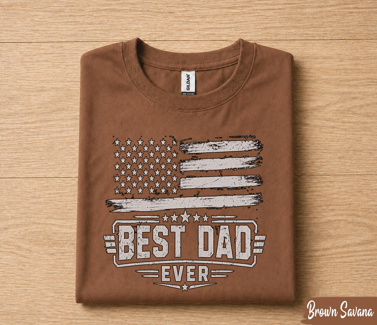Best Dad Ever Shirt Vintage American Flag Patriotic Fathers Day Gift for Dad Birthday Husband Gift Classic USA Dad Tee