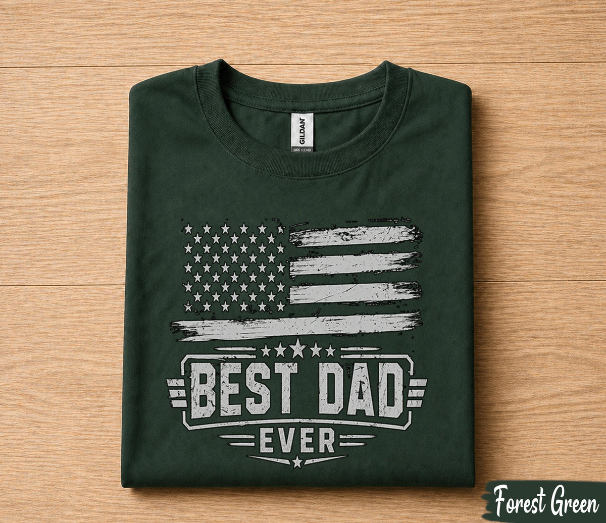 Best Dad Ever Shirt Vintage American Flag Patriotic Fathers Day Gift for Dad Birthday Husband Gift Classic USA Dad Tee