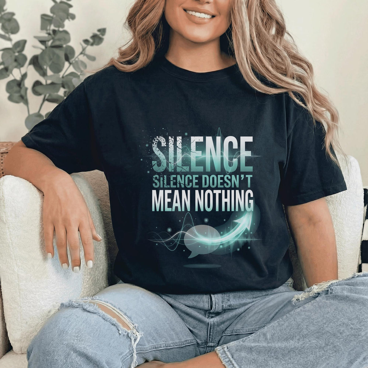 Silence Doesn’t Mean Nothing Aphasia Awareness Shirt Speech Disorder Support Tee Communication Awareness Gift SLP Adv...