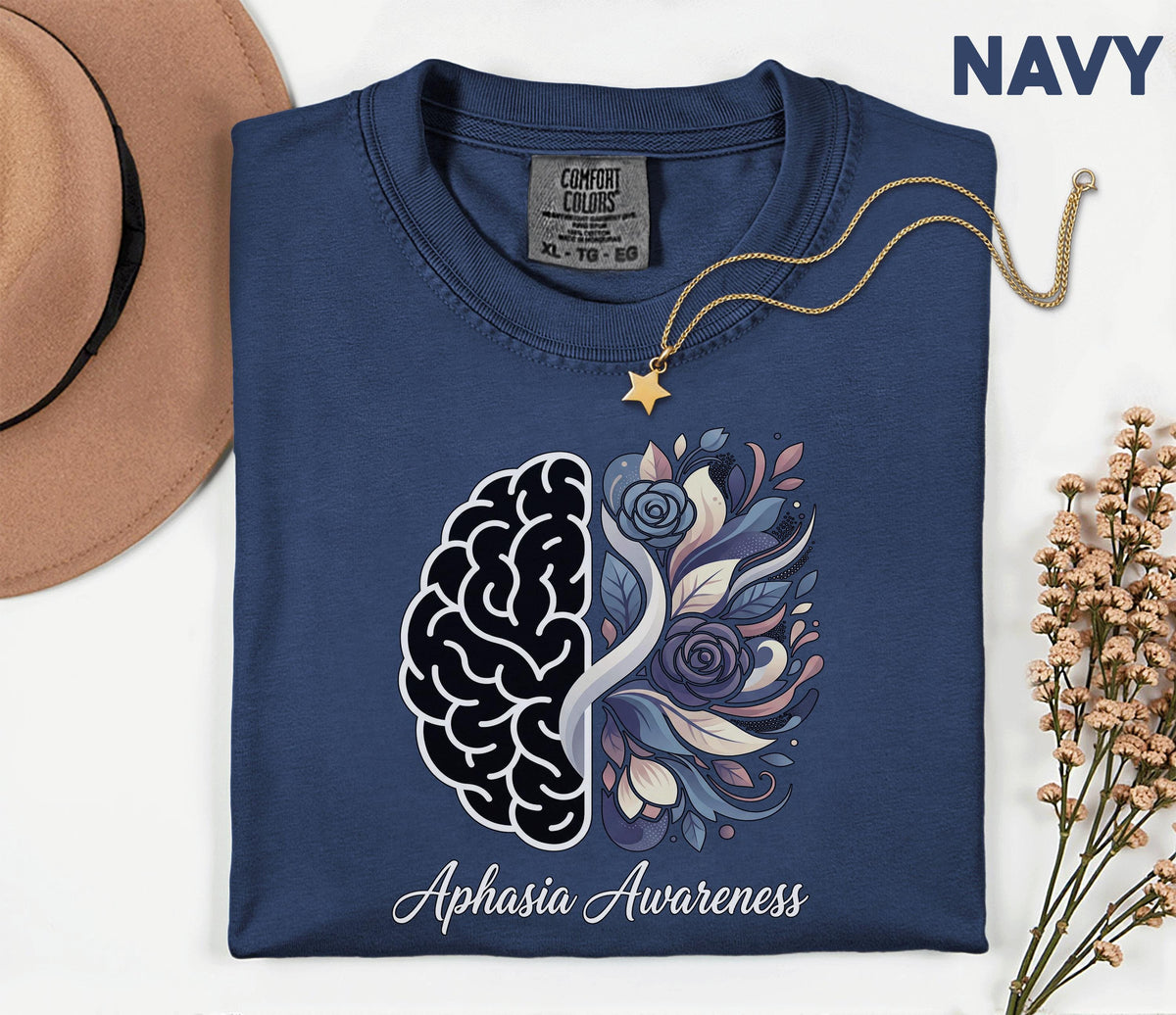 Comfort Colors Aphasia Awareness Shirt Floral Brain Tee Speech Therapy Gift SLP Appreciation Stroke Recovery Support Tee