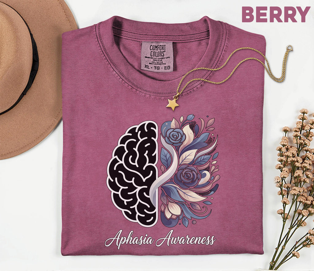 Comfort Colors Aphasia Awareness Shirt Floral Brain Tee Speech Therapy Gift SLP Appreciation Stroke Recovery Support Tee