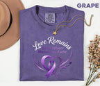 Comfort Colors Alzheimer Awareness Shirt Love Remains Even When Memories Fade Purple Ribbon Caregiver Support Tee Gift