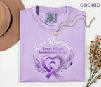 Comfort Colors Alzheimer Awareness Shirt Love Remains Even When Memories Fade Purple Ribbon Caregiver Support Tee Gift
