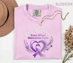 Comfort Colors Alzheimer Awareness Shirt Love Remains Even When Memories Fade Purple Ribbon Caregiver Support Tee Gift