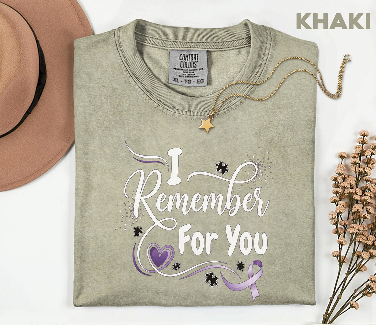 Comfort Colors Alzheimer Awareness Shirt I Remember For You Purple Ribbon Heart Tee Dementia Support Caregiver Gift Shirt