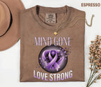 Comfort Colors Alzheimer Awareness Shirt Mind Gone Love Strong Purple Ribbon Tee Dementia Support Gift Caregiver Shirt