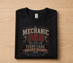 Mechanic Dad Shirt Funny Dad Gift Fixes Cars Breaks Silence With Jokes Tee for Father Papa Husband Birthday Fathers Day