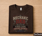 Mechanic Dad Shirt Funny Dad Gift Fixes Cars Breaks Silence With Jokes Tee for Father Papa Husband Birthday Fathers Day