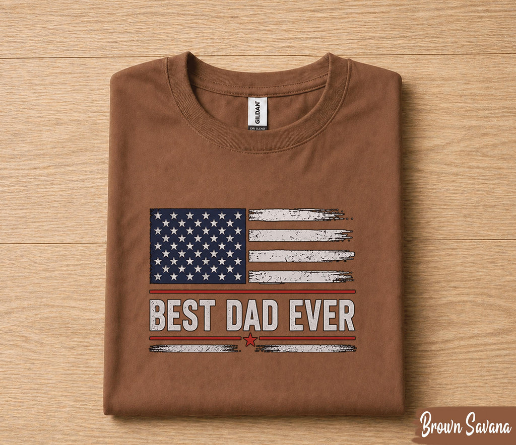 Best Dad Ever Shirt American Flag Patriotic Fathers Day Gift for Dad Husband Papa Birthday Gift USA Pride Dad Tee Vintage Style
