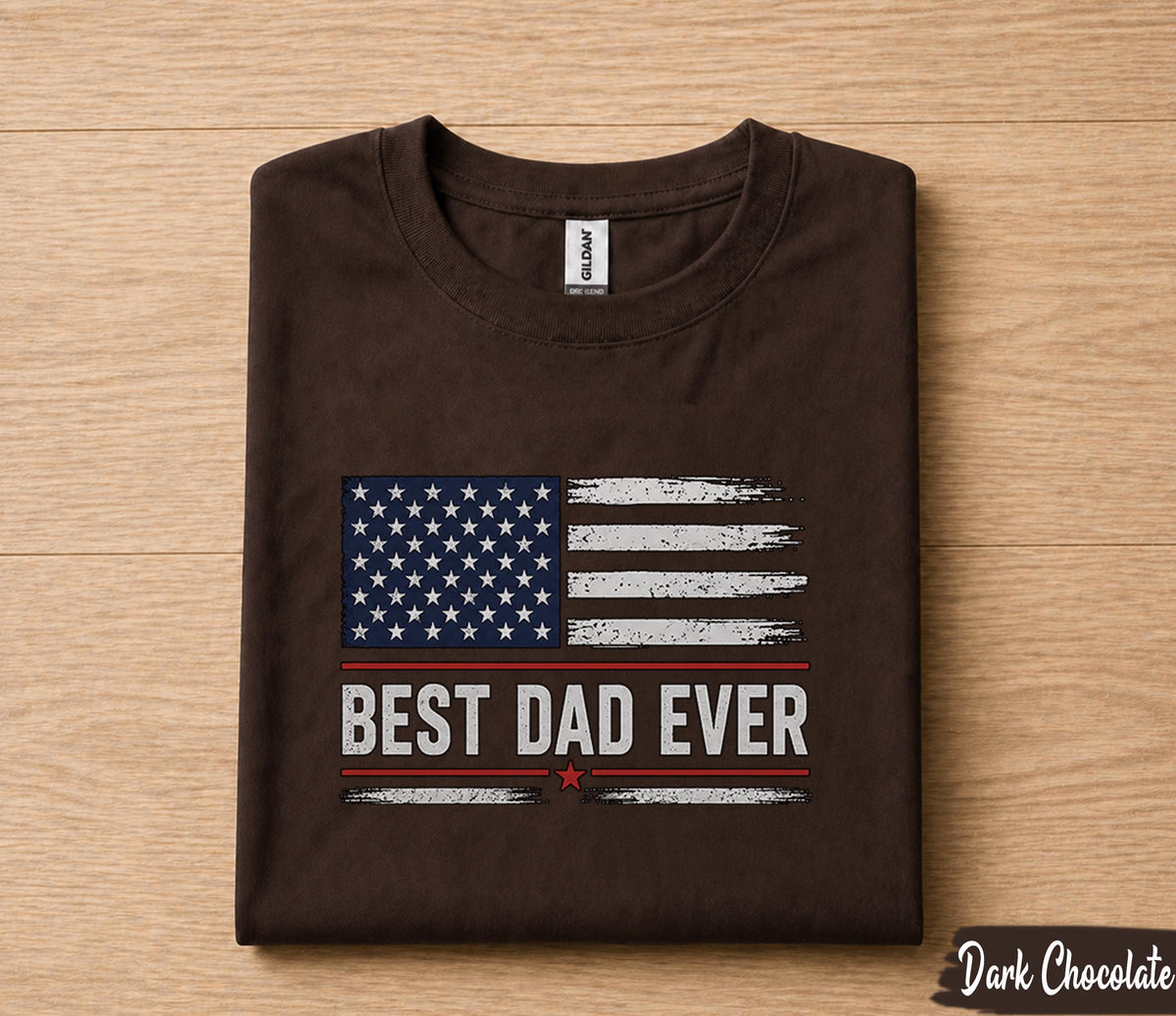 Best Dad Ever Shirt American Flag Patriotic Fathers Day Gift for Dad Husband Papa Birthday Gift USA Pride Dad Tee Vintage Style
