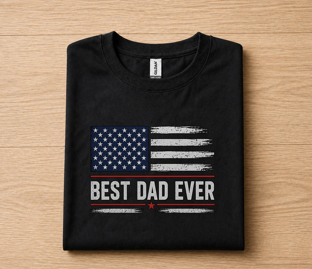 Best Dad Ever Shirt American Flag Patriotic Fathers Day Gift for Dad Husband Papa Birthday Gift USA Pride Dad Tee Vin...