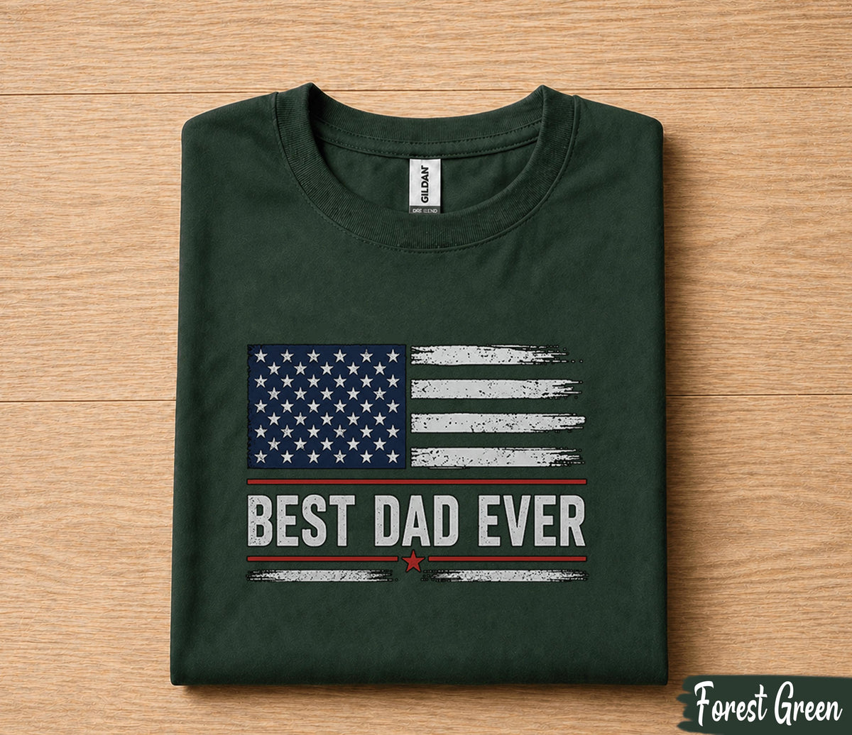 Best Dad Ever Shirt American Flag Patriotic Fathers Day Gift for Dad Husband Papa Birthday Gift USA Pride Dad Tee Vintage Style