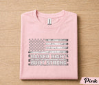Raised Right Built Strong Shirt Patriotic American Flag Tee Fathers Day Gift for Dad Birthday Husband Strong Dad Shirt