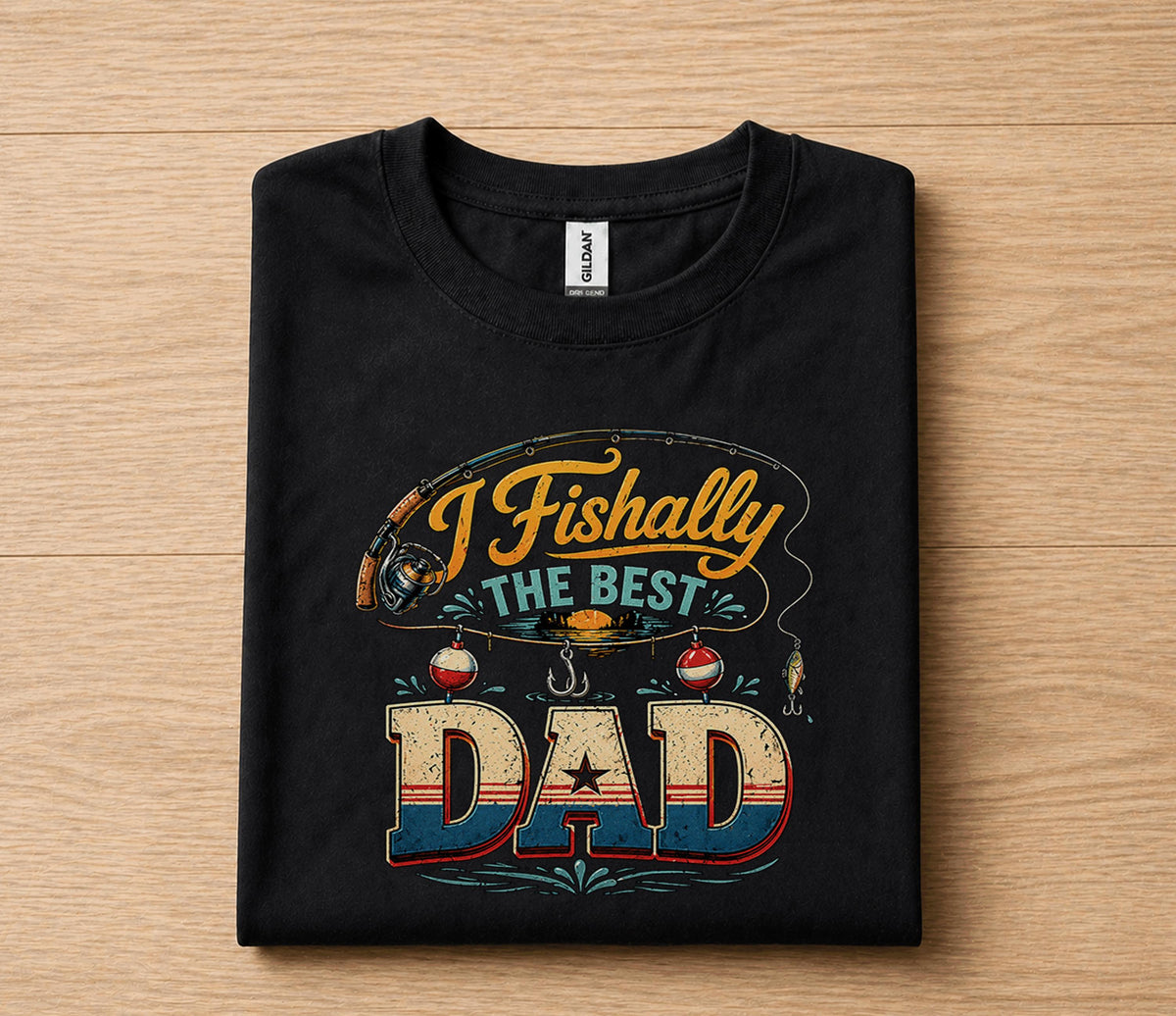 I Fishally The Best Dad Fishing Shirt Funny Fisherman Tee Papa Gift Fathers Day Birthday Husband Fishing Lover tshirt