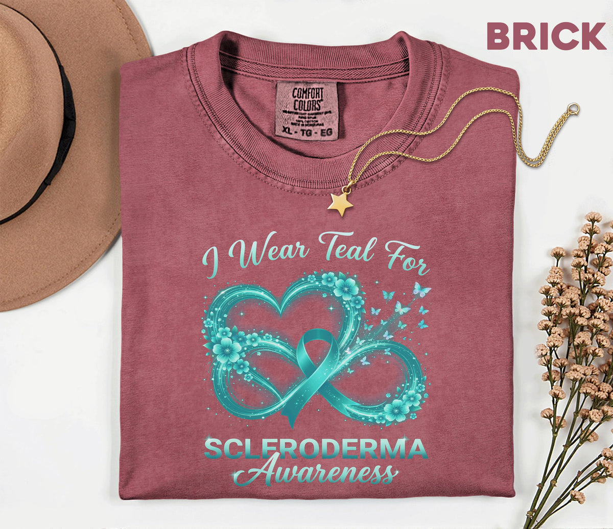 Comfort Colors Scleroderma Awareness Shirt I Wear Teal For Love Infinity Heart Ribbon Tee Chronic Illness Support Gift Top