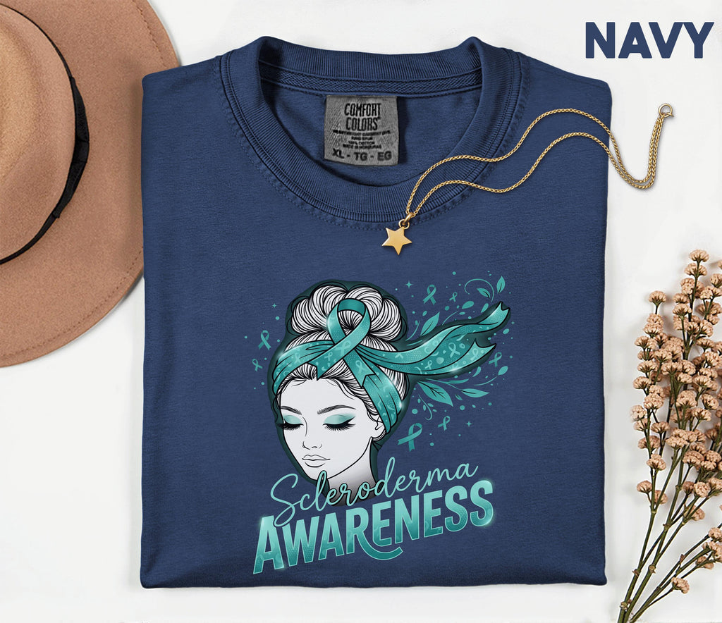 Comfort Colors Scleroderma Awareness Shirt Teal Ribbon Woman Graphic Tee Chronic Illness Support Gift Autoimmune Warrior Unisex Top