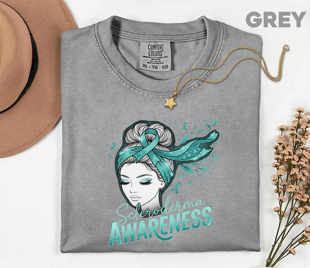 Comfort Colors Scleroderma Awareness Shirt Teal Ribbon Woman Graphic Tee Chronic Illness Support Gift Autoimmune Warrior Unisex Top