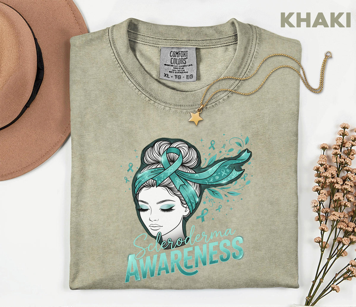 Comfort Colors Scleroderma Awareness Shirt Teal Ribbon Woman Graphic Tee Chronic Illness Support Gift Autoimmune Warrior Unisex Top