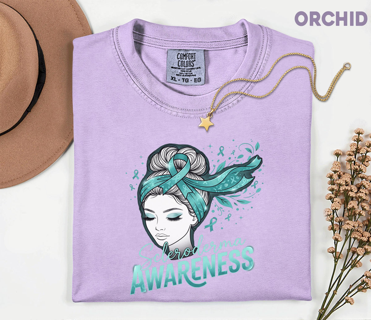 Comfort Colors Scleroderma Awareness Shirt Teal Ribbon Woman Graphic Tee Chronic Illness Support Gift Autoimmune Warrior Unisex Top