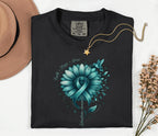 Comfort Colors Scleroderma Awareness Shirt Teal Ribbon Sunflower Faith Hope Love Hummingbird Tee Chronic Illness Supp...