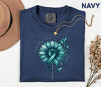 Comfort Colors Scleroderma Awareness Shirt Teal Ribbon Sunflower Faith Hope Love Hummingbird Tee Chronic Illness Support Gift