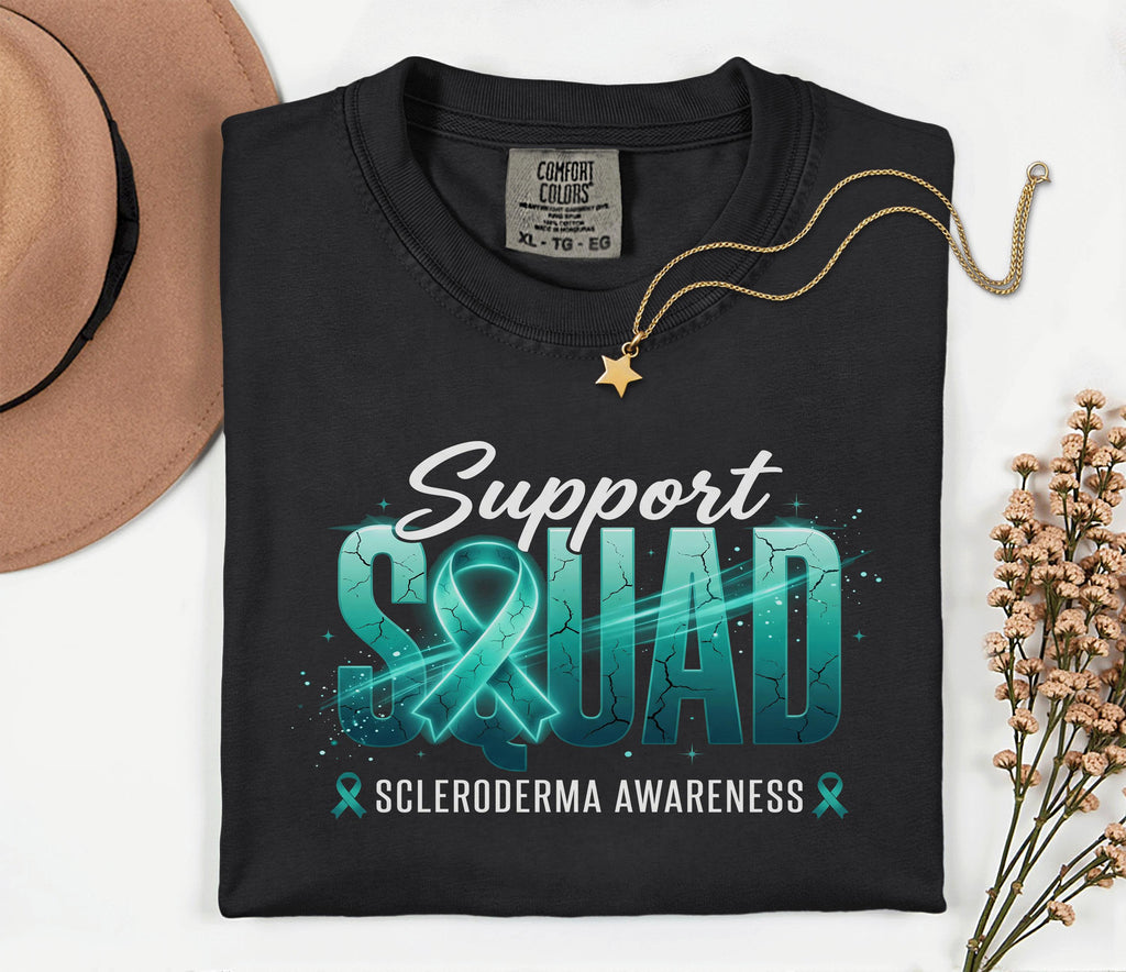Comfort Colors Scleroderma Awareness Shirt Support Squad Teal Ribbon Tee Chronic Illness Warrior Gift Autoimmune Awar...