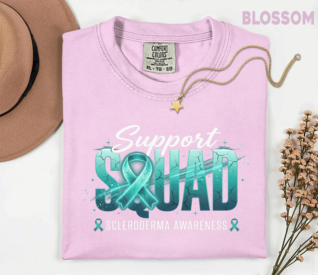 Comfort Colors Scleroderma Awareness Shirt Support Squad Teal Ribbon Tee Chronic Illness Warrior Gift Autoimmune Awareness Unisex Top