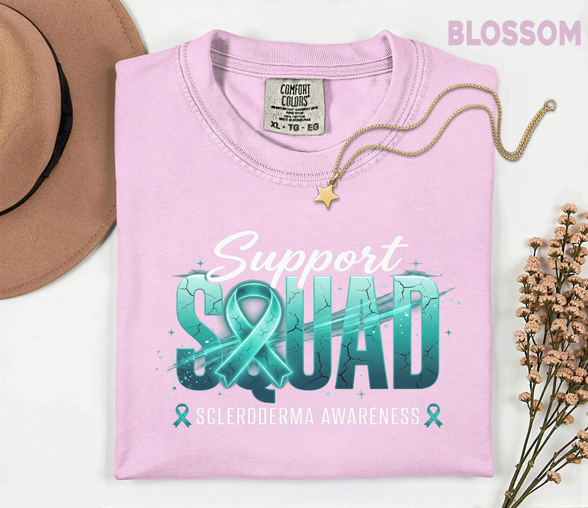 Comfort Colors Scleroderma Awareness Shirt Support Squad Teal Ribbon Tee Chronic Illness Warrior Gift Autoimmune Awareness Unisex Top
