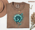 Comfort Colors Scleroderma Awareness Shirt Teal Ribbon Sunflower Faith Hope Love Hummingbird Tee Chronic Illness Support Gift