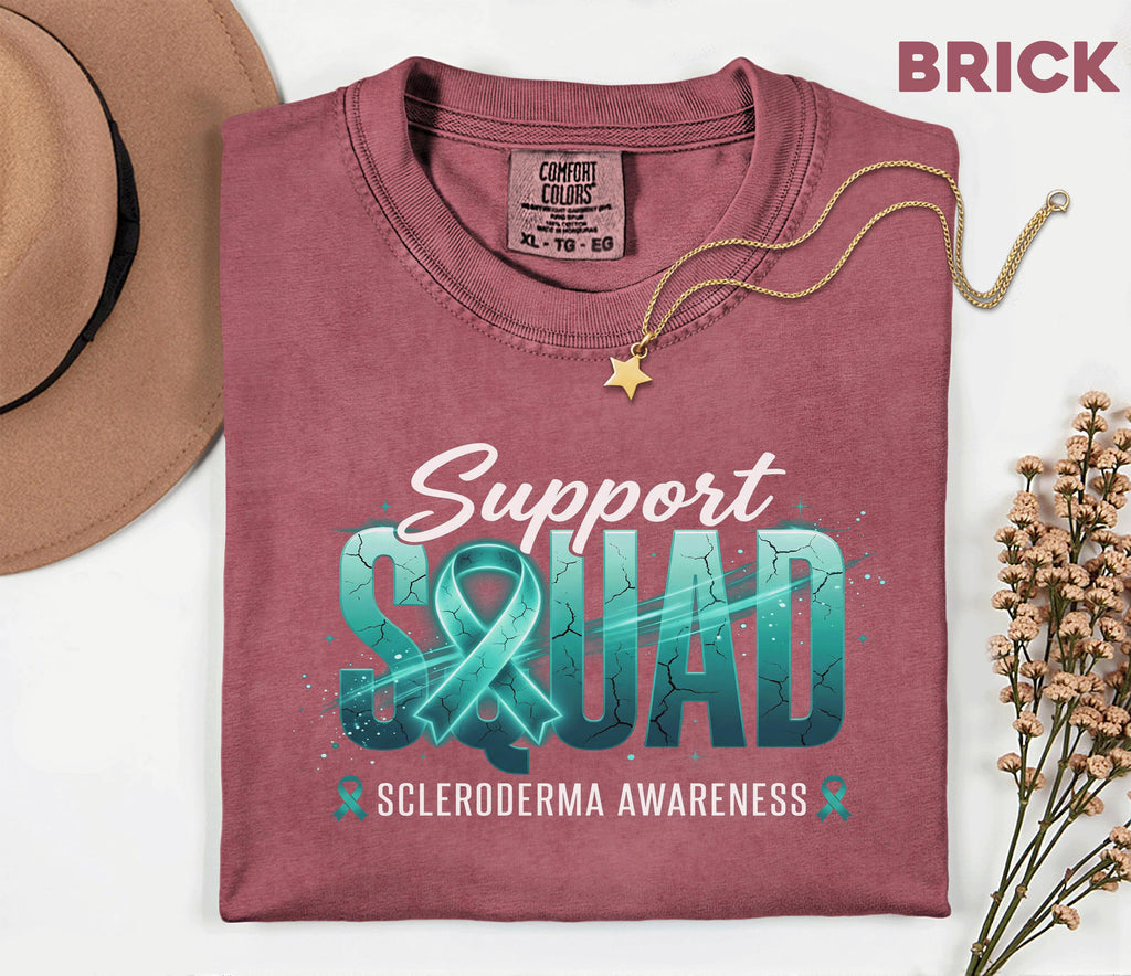 Comfort Colors Scleroderma Awareness Shirt Support Squad Teal Ribbon Tee Chronic Illness Warrior Gift Autoimmune Awareness Unisex Top