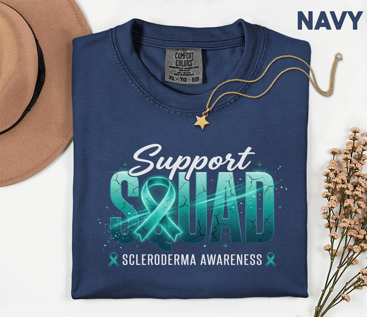 Comfort Colors Scleroderma Awareness Shirt Support Squad Teal Ribbon Tee Chronic Illness Warrior Gift Autoimmune Awareness Unisex Top