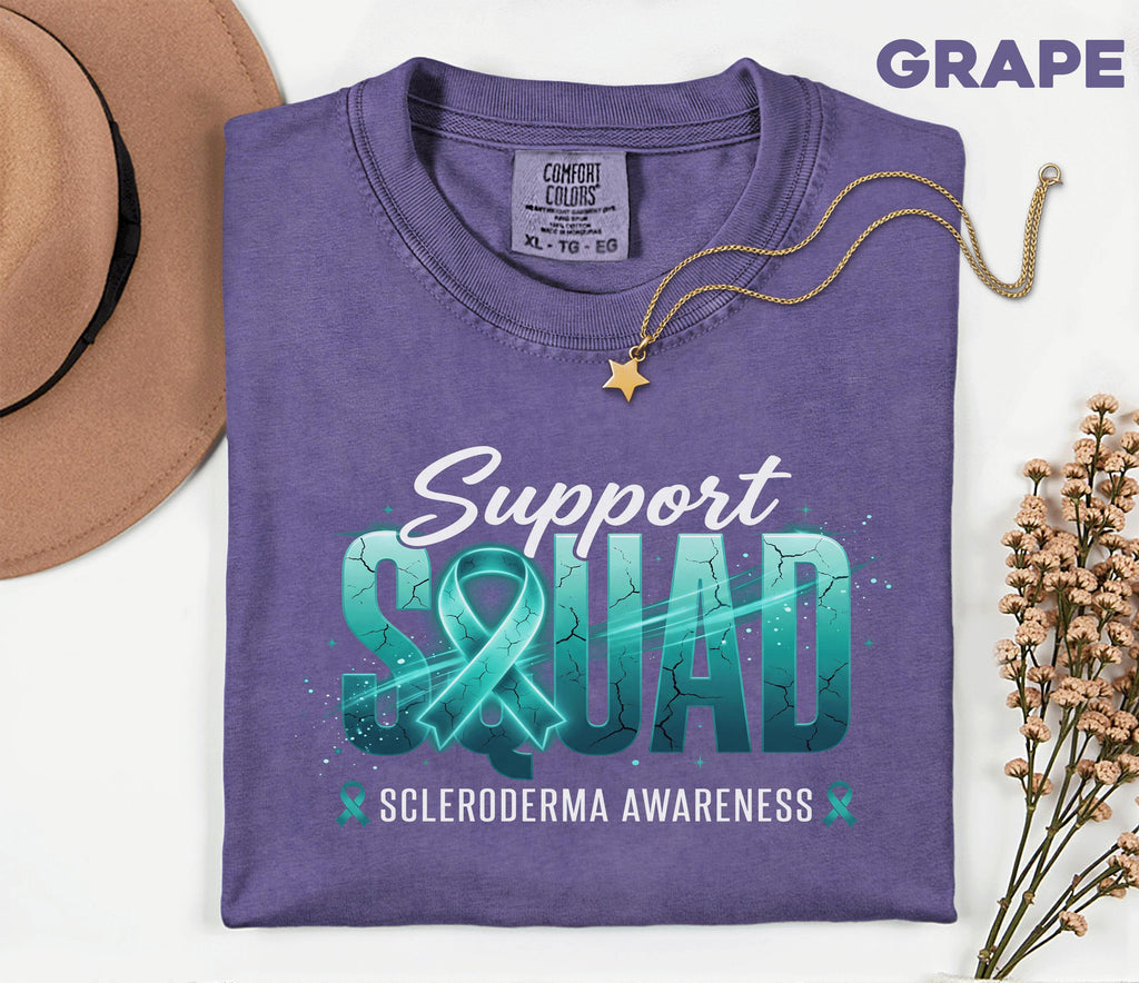 Comfort Colors Scleroderma Awareness Shirt Support Squad Teal Ribbon Tee Chronic Illness Warrior Gift Autoimmune Awareness Unisex Top