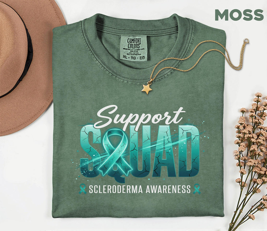 Comfort Colors Scleroderma Awareness Shirt Support Squad Teal Ribbon Tee Chronic Illness Warrior Gift Autoimmune Awareness Unisex Top