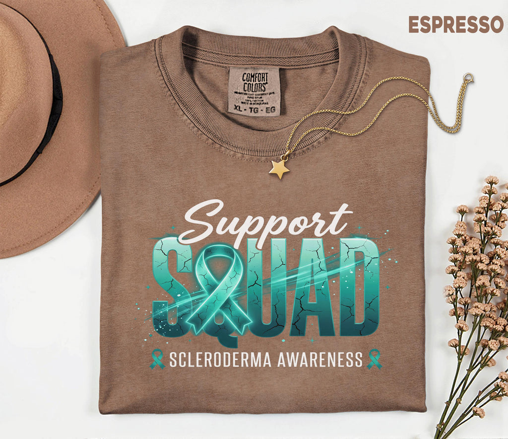Comfort Colors Scleroderma Awareness Shirt Support Squad Teal Ribbon Tee Chronic Illness Warrior Gift Autoimmune Awareness Unisex Top